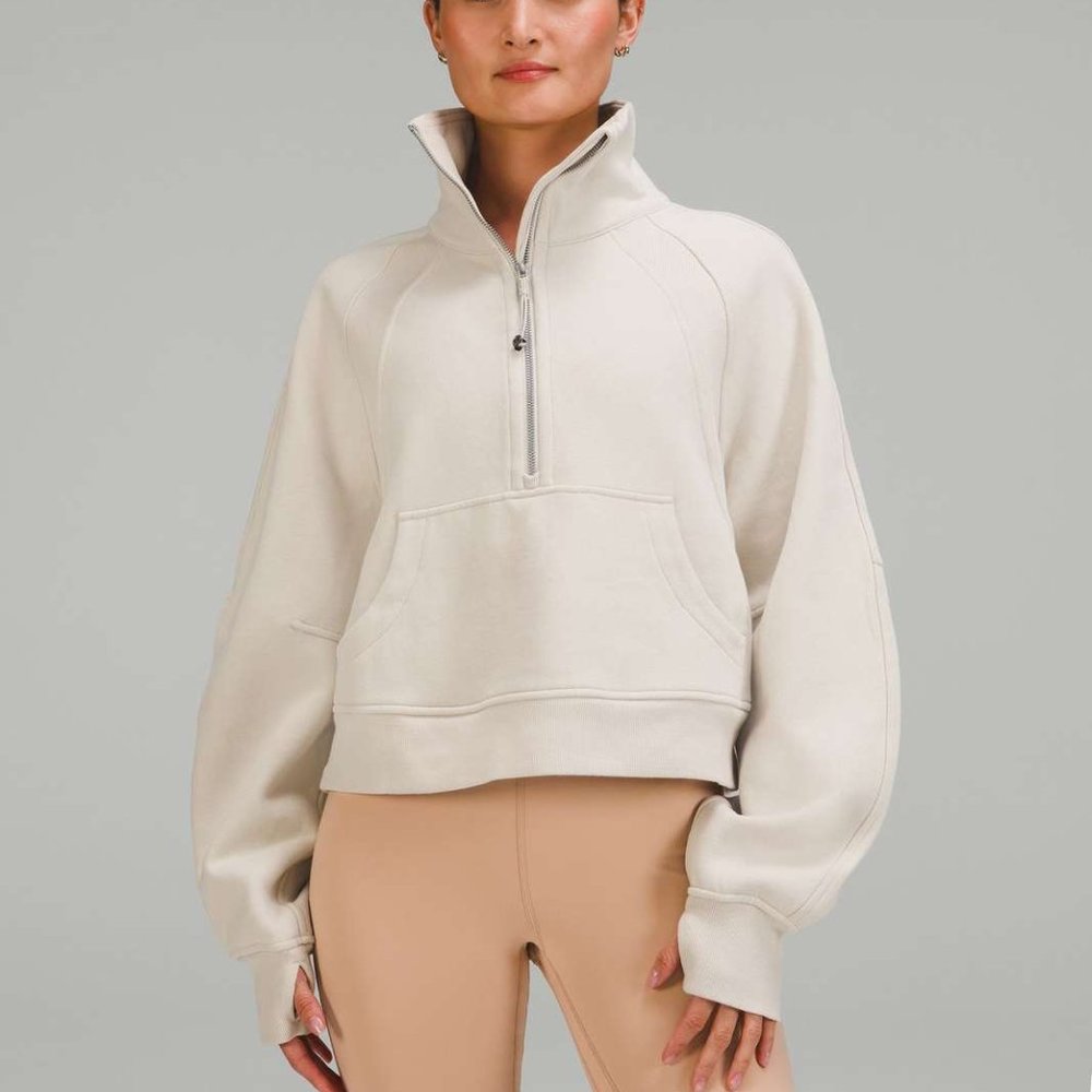 NWT Lululemon Scuba Oversized Funnel Neck Half Zip Natural Ivory XS/S